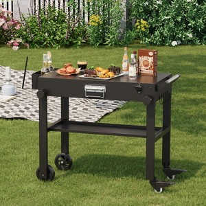 Outdoor Grill Cart Heavy Duty Commercial Grade - Rolling Kitchen Cart with Foldable Shelf - 1 of 4