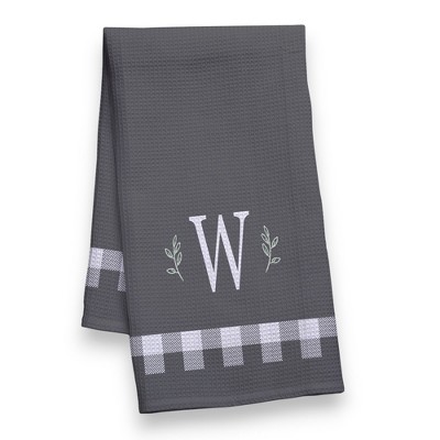 Personalization Mall Black & White Plaid Waffle Weave Kitchen Towel