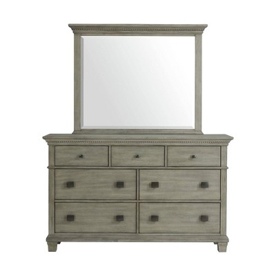 Clovis 7 Drawer Dresser and Mirror Gray - Picket House Furnishings