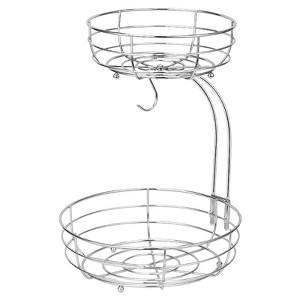 Aoibox 2-Tier Countertop Fruit and Vegetables Basket with Banana Hanger, Chrome Finish for Stylish Kitchen Storage - 1 of 4