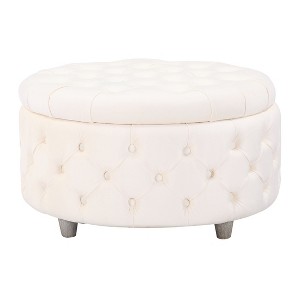 WestinTrends Round Velvet Tufted Storage Ottoman for Living Room Bedroom - 1 of 4