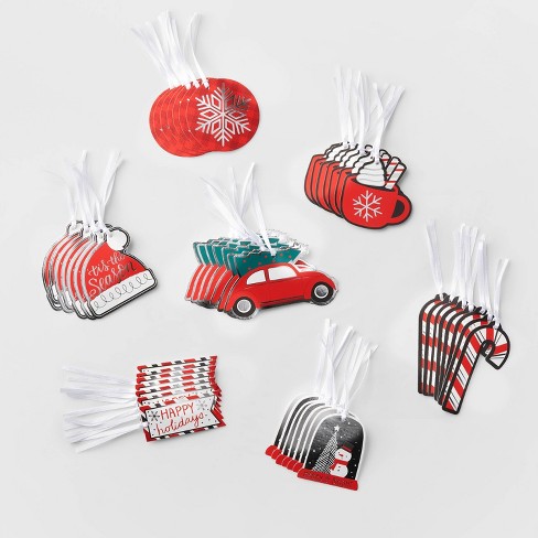 50ct Peel & Stick Christmas Gift Tag Red/black/white - Wondershop™ : Target