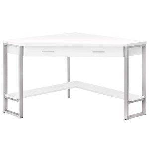 Monarch Specialties Computer Desk Home Office Corner Storage Drawers 42InchL Work Laptop Metal Laminate White Grey Contemporary Modern - 1 of 4