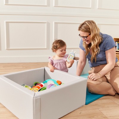 Light Grey Vegan Leather Toddler Toy Storage Bins, 2-Pack