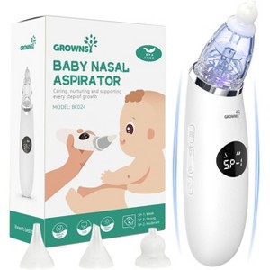 GROWNSY Nasal Aspirator for Baby, Nose Sucker for Toddler, Ergonomic Booger Sucker with 3 Silicone Tips, Music & Light Function - 1 of 4