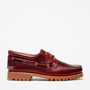 靴 Timberland 3-Eye Burgundy Timberland Men's Timberland Authentic 3-Eye Lug Handsewn Boat Shoe