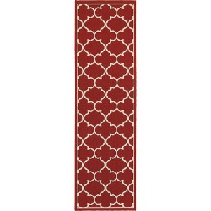 Marlowe Lattice Patio Rug Red/Ivory - 1 of 4