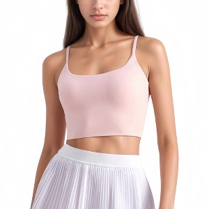 Anna-Kaci Active Women's Scoop Neck Spaghetti Strap Sports Bra with Smooth Finish - 1 of 4