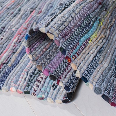 Handwoven Striped Cotton Runner Rug in Gray - 2'3" X 7'