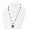 Black Bow Jewelry Black Plated Stainless Steel Brushed & Polished Shield Necklace, 22 In - 2 of 4