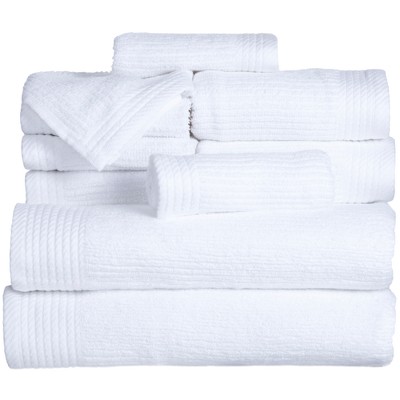 Solid Bath Towels And Washcloths 10pc White - Yorkshire Home