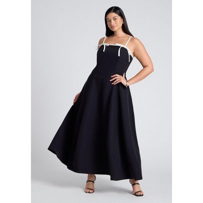 ELOQUII Bow Straps Maxi Flare Dress