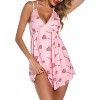 Clotth Sexy V-Neck Babydoll Lingerie Nightgown - Soft Stretchy Silky Sleepwear for Women,Comfortable Loungewear & Romantic Nights,Pink Love-S-XXL - 2 of 4