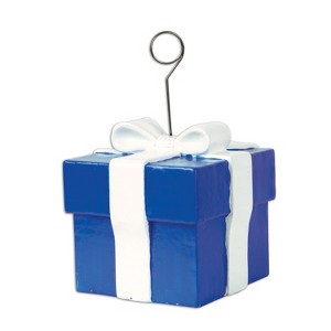 Beistle Blue Gift Box Photo/Balloon Holder, 6 Oz, (3/Pkg) Multicolored - 1 of 1