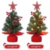 Small Christmas Tree with Top Star & Lights, Tabletop Artificial Pine Tree with Red Berries & Pine Cones - 3 of 4
