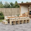 vidaXL Patio Dining Set with Cushions - 15-Piece Beige Poly Rattan Furniture - Outdoor Garden Backyard - 2 of 4