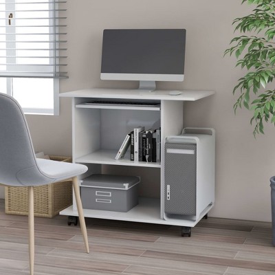 vidaXL Computer Desk High Gloss White 31.5Inchx19.7Inchx29.5Inch Chipboard