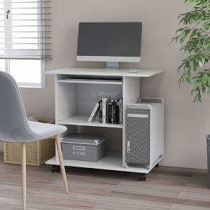 vidaXL Computer Desk High Gloss White 31.5Inchx19.7Inchx29.5Inch Chipboard - 1 of 4