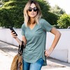 Amaryllis Women's Short-Sleeve Casual V-Neck High-Low Hem Tee Soft Lightweight Comfortable - 2 of 3