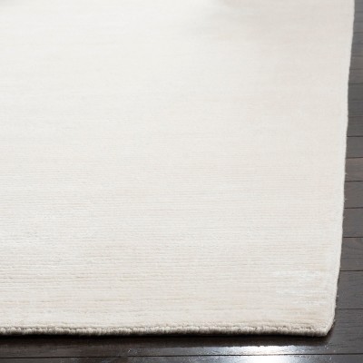 Mirage White Hand-Knotted Wool and Viscose Area Rug 5' x 8'
