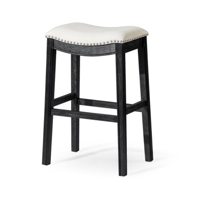 Maven Lane Adrien Backless Saddle Bar Stool with Fabric Upholstery 31"