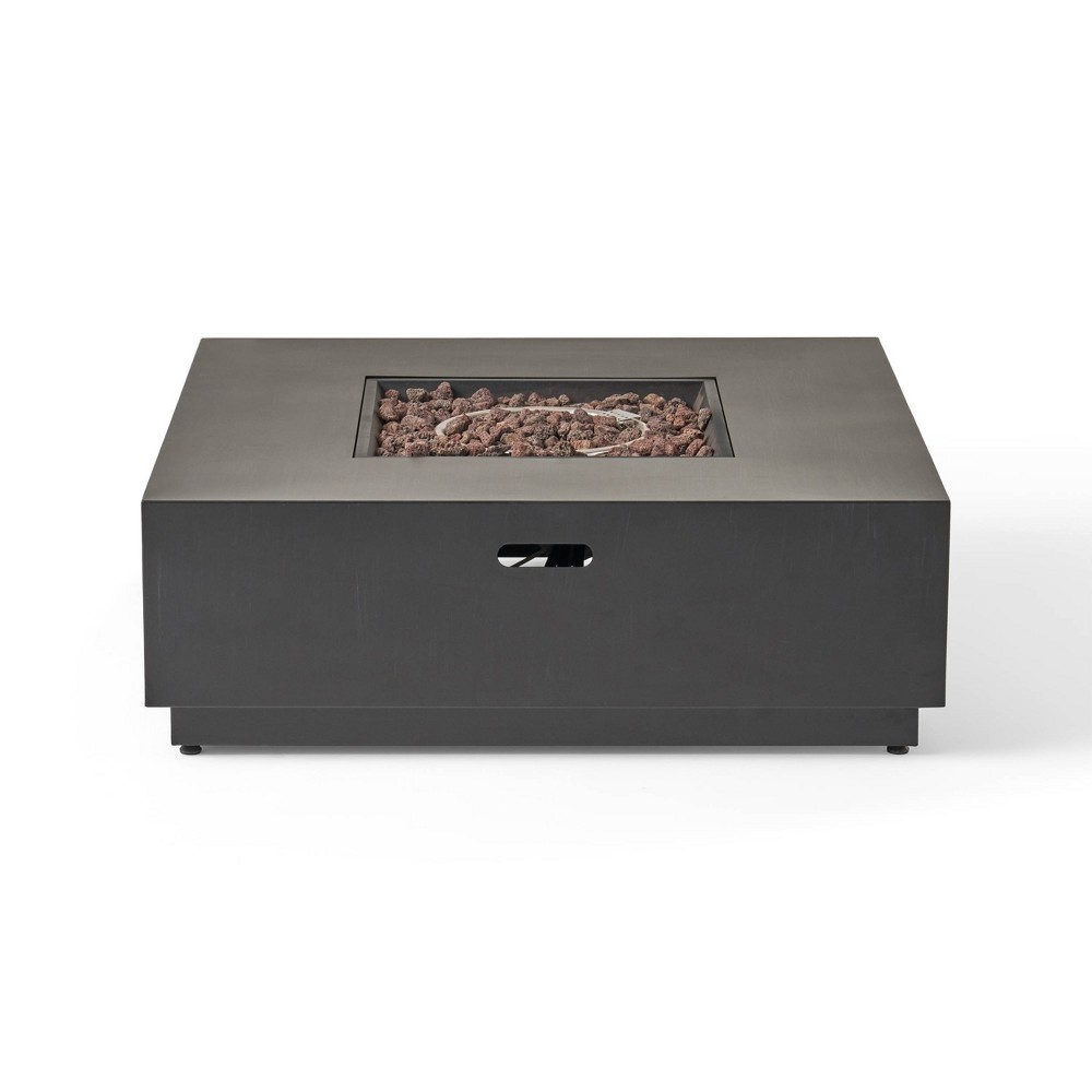 Photos - Electric Fireplace Wellington Outdoor 50000 BTU Square Fire Pit Dark Gray - Christopher Knigh