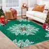 Coolmee Christmas Snowflakes Living Room Rug Non Slip Low Pile Washable Carpet for Bedroom Office Hallway Outdoor Rug Blue - 3 of 4