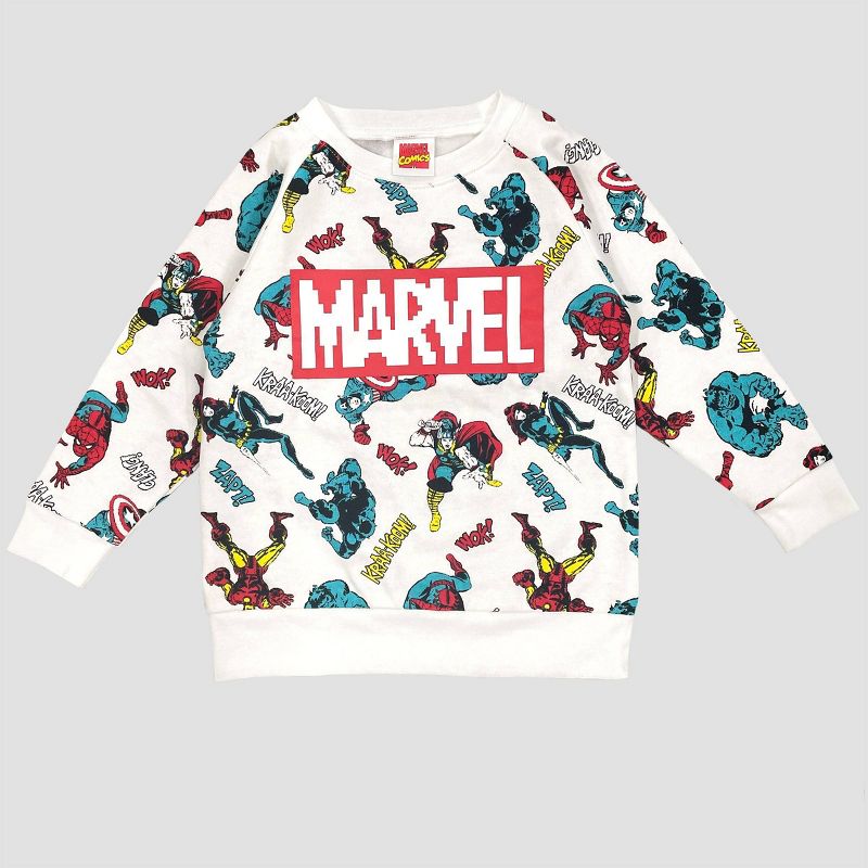 Toddler Boys&#39; Marvel Solid Pullover Sweatshirt - White, 1 of 9