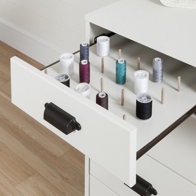 Pure White Sewing Craft Table with Storage and Drawers