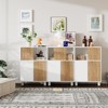 Wooden Storage Cabinet Sideboard Buffet Cabinet with Sliding Doors and Adjustable Shelves Bathroom Floor Standing Display Cabinet with 2 Doors - 3 of 4