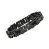 Steeltime Men's black ip stainless steel matte and black rubber link bracelet - 2 of 3