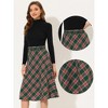 INSPIRE CHIC Women's Tartan Plaid High Waist Belted Vintage A-Line Midi Skirt - 2 of 4