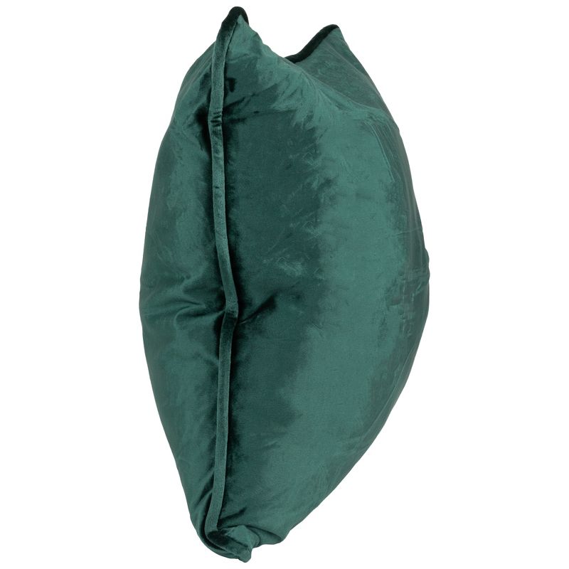 Northlight 16" Solid Hunter Green Plush Velvet Square Throw Pillow with Piped Edging, 3 of 6