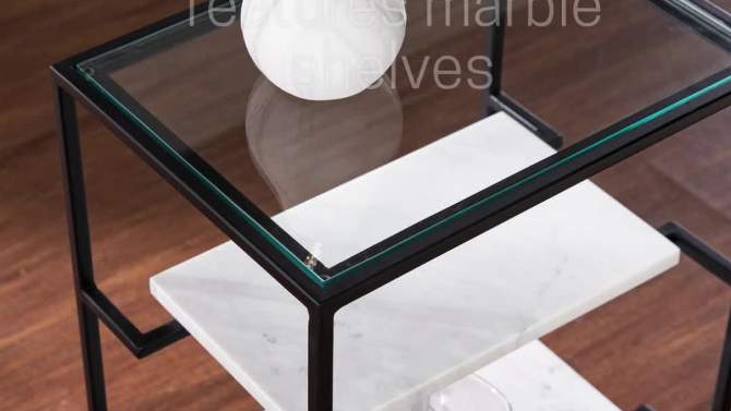 Ghullrio Glass Top End Table with Storage Black/White - Aiden Lane, 2 of 8, play video