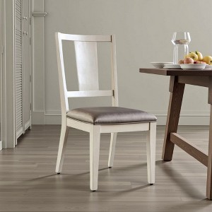 Royal Hampton Side Dining Chair Set of 2, Faceted Panel Back, White Wood, Gray - 1 of 4