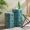 CAVINAS Hexagonal Iron Outdoor Patio End Table with Sunburst Cut Out Design,Waterproof Weather Resistant Side Table for Patio,Garden,Balcony - 2 of 4