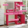 Gulches Vanity Desk with Mirror,Dressing Table with Drawer, 3 Level Storage Dresser & 3 LED Light Modes Adjustable Brightness, Bedroom(Rose Pink) - 3 of 4