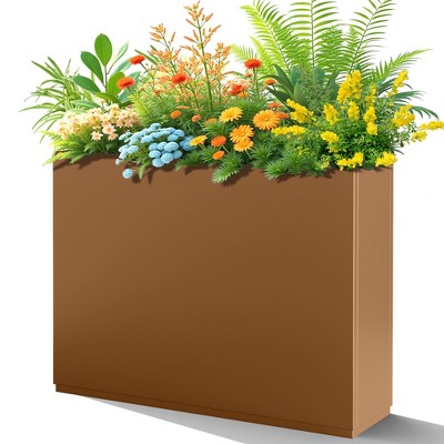 TUYOHW Metal Planter Box, Rectangular Planter Box with Drainage Holes, Large Planters with Removable Shelf for Outdoor Plants, Black