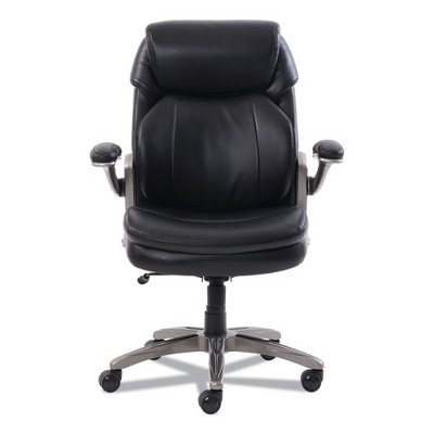 SertaPedic Black Leather Executive Swivel Chair with Adjustable Arms