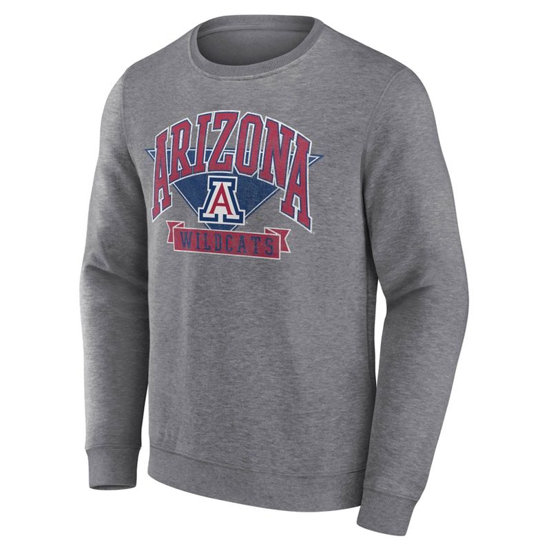 NCAA Arizona Wildcats Men&#39;s Gray Crew Neck Fleece Sweatshirt, 2 of 4