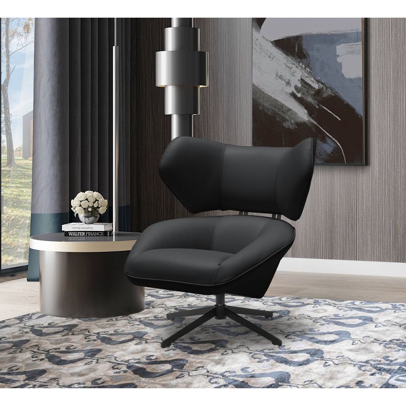 Coda 100% Top Grain Leather Swivel Chair Black - Abbyson Living, 3 of 10