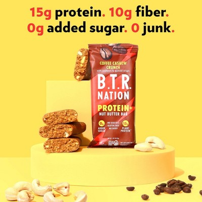 B.T.R. Nation Coffee Cashew Crunch Superfood Protein Bar - 15g Protein - 9.35oz/5ct: Gluten-Free, Vegan, No Added Sugar, Plant-Based
