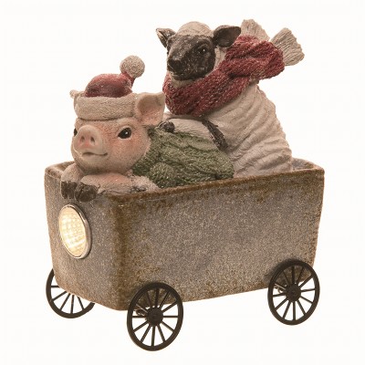Transpac Resin 5.51 in. Multicolor Christmas Farmhouse Wagon Ride Figurine