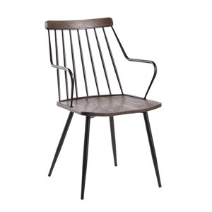 Set of 2 Preston Dining Chairs Black/Dark Walnut - LumiSource: Farmhouse Style, Wood Frame, Armrests, 250lb Capacity - 1 of 4