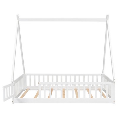 YOOCOZZ Full Size Tent-shaped Bed with Safety Guardrails and Door