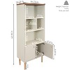 Sunnydaze Indoor Mid-Century Modern 5-Shelf Bookshelf with Storage Cabinet - Latte - 4 of 4