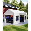 Heavy-Duty Metal Carport Garage with PE Cover and Steel Frame, Outdoor Shed for Cars, Trucks & Boats, Featuring 4 Doors and Mesh Ventilation Windows - 2 of 4