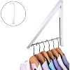 Wall-Mounted Retractable Single Foldable Clothing Rack (White) - 2 of 4