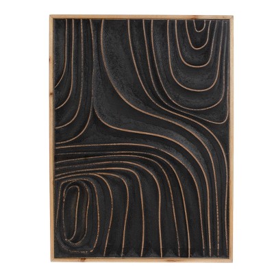 VIP Wood 20.47 in. Black Waved Lines Painted Home Decor