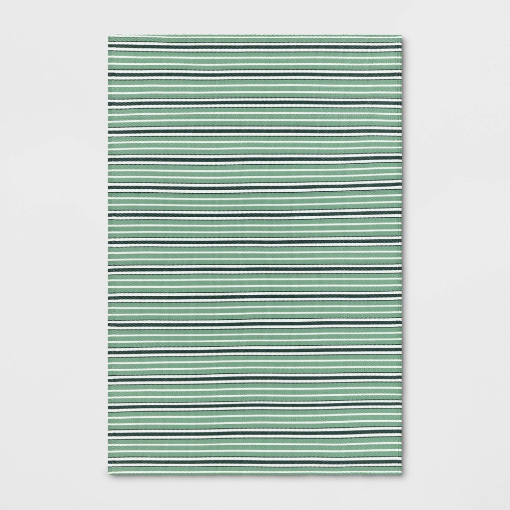 4'x6' Striped Indoor/Outdoor Rug Green - Room Essentials™